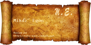 Mikó Egon névjegykártya